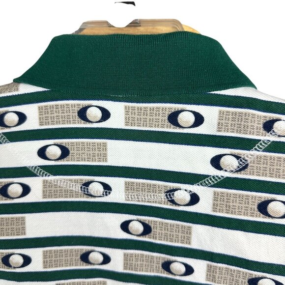 Vintage 90's Columbia Golf Men XL Polo Shirt Green Striped Pattern Short Sleeve - Picture 4 of 12